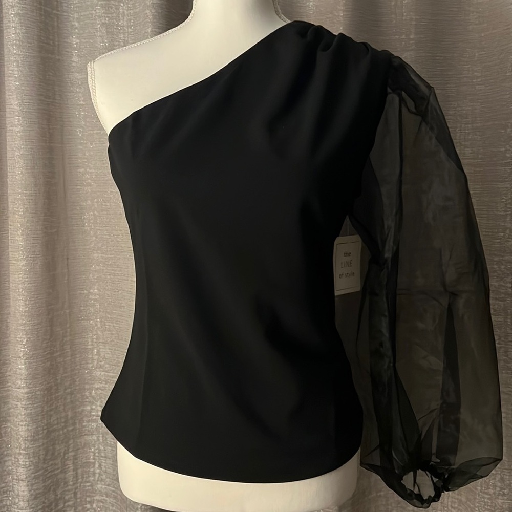 Asymmetrical Mesh Sleeve Top